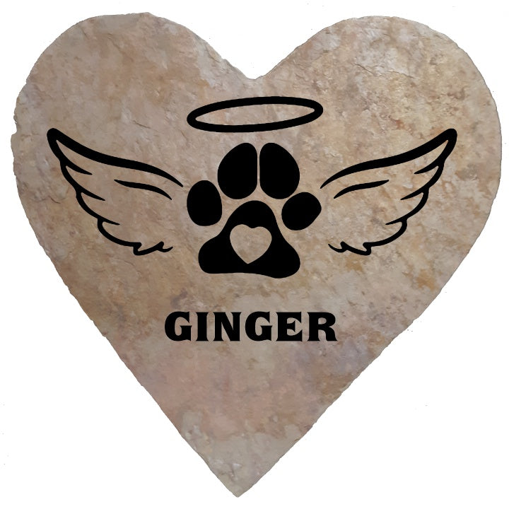 HS3 Angel Wings Pet Memorial Heart Stone