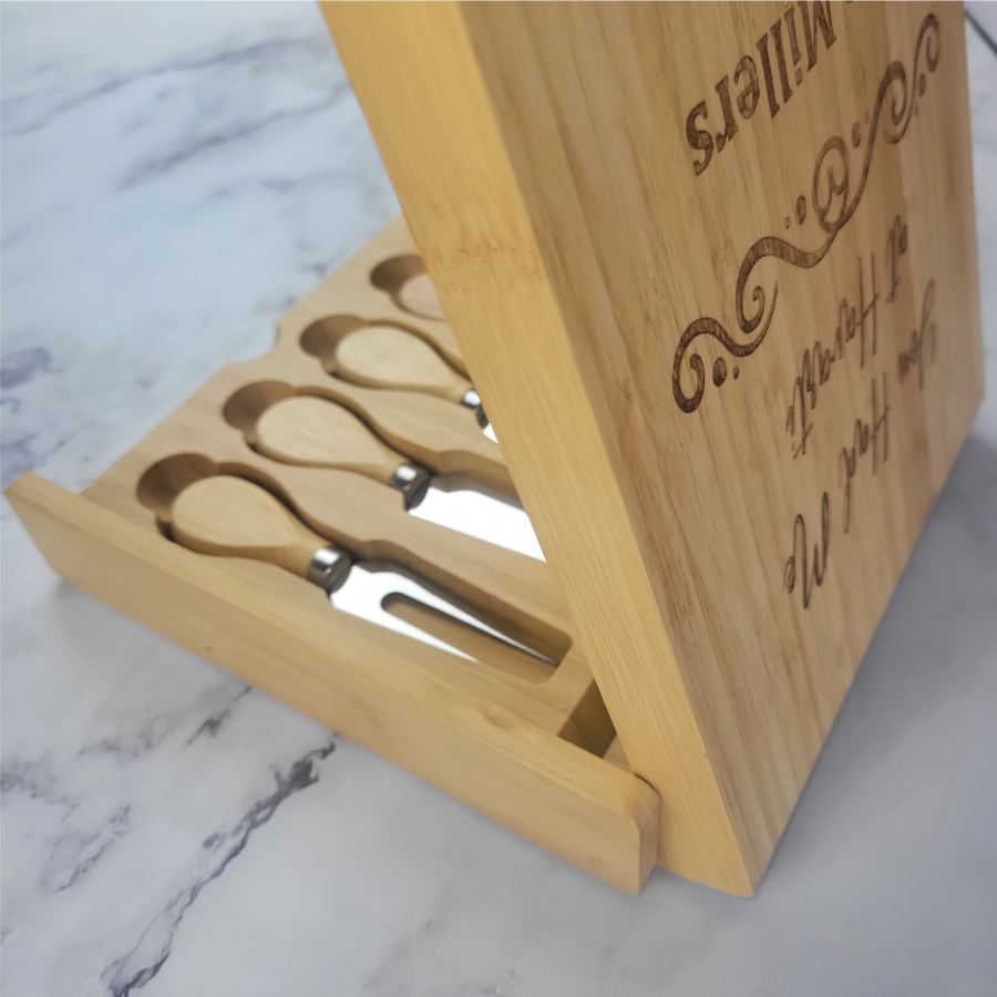 4 Piece Bamboo Cheese Board and Knife Set