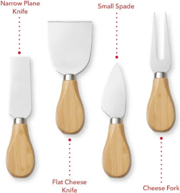 4 Piece Bamboo Cheese Board and Knife Set