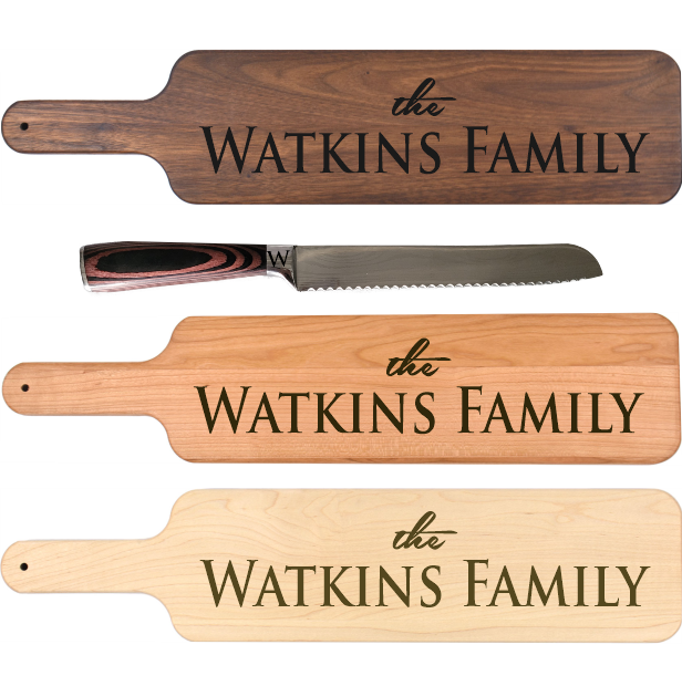 Baguette Cutting Board w/ Bread Knife Set The Family Design