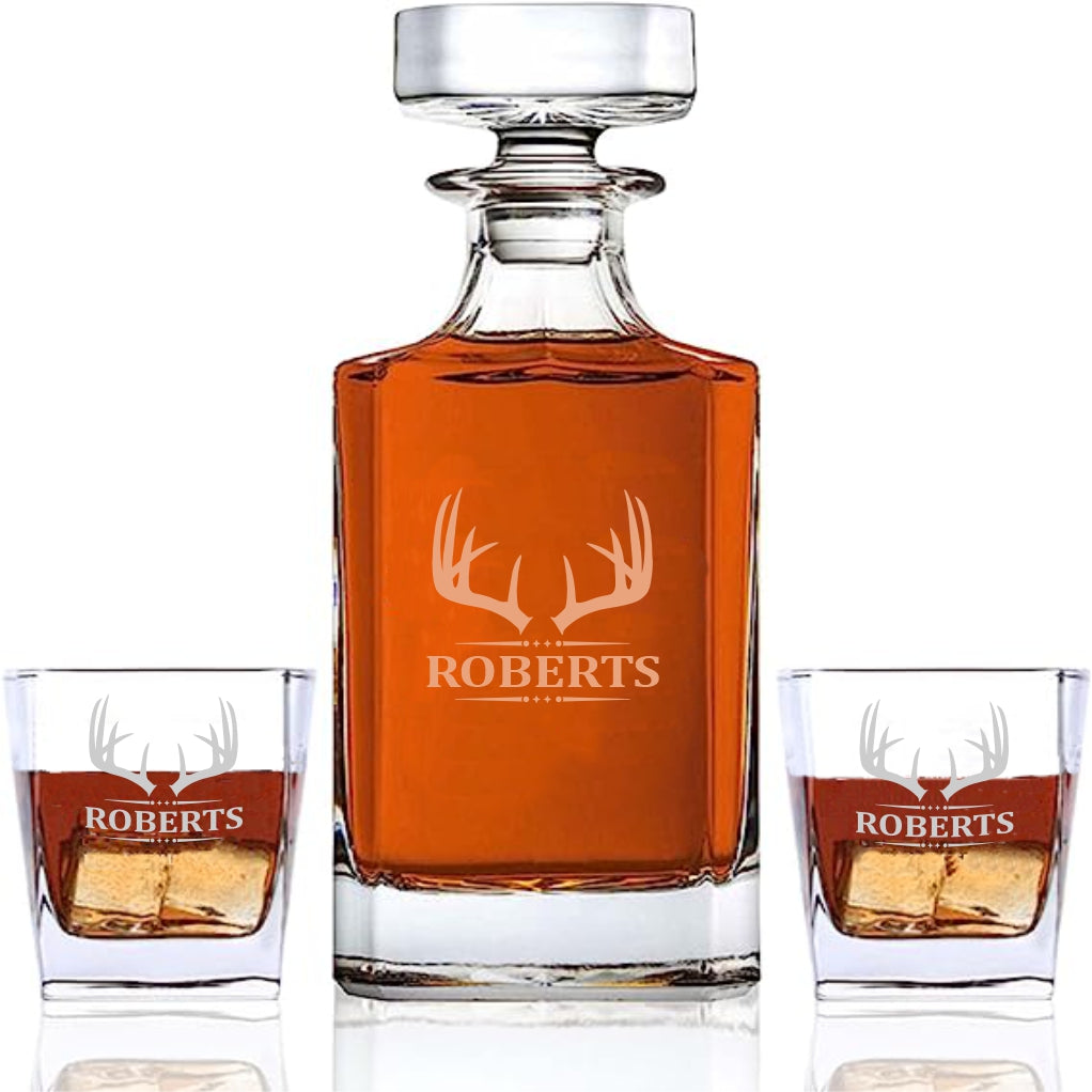Premium Square Decanter Set -- Choose Your Design