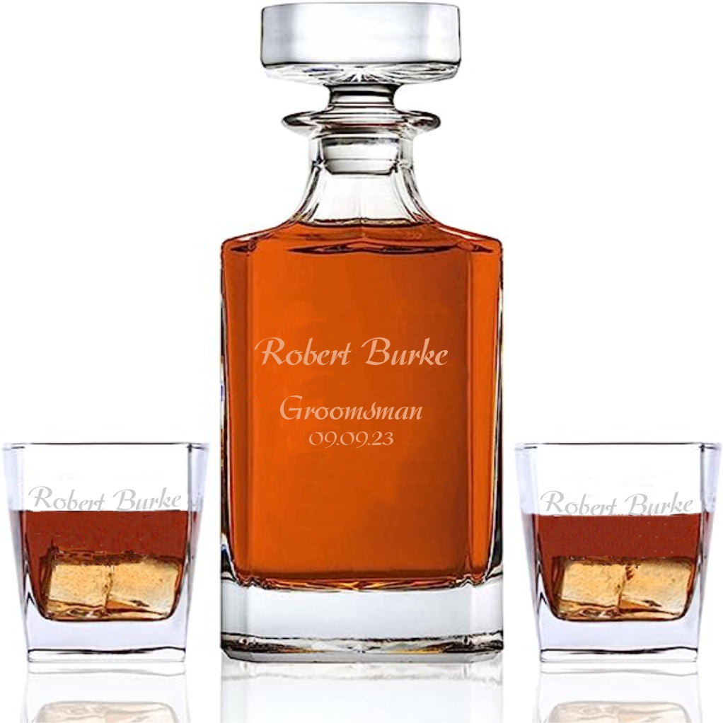 Premium Square Decanter Set -- Choose Your Design