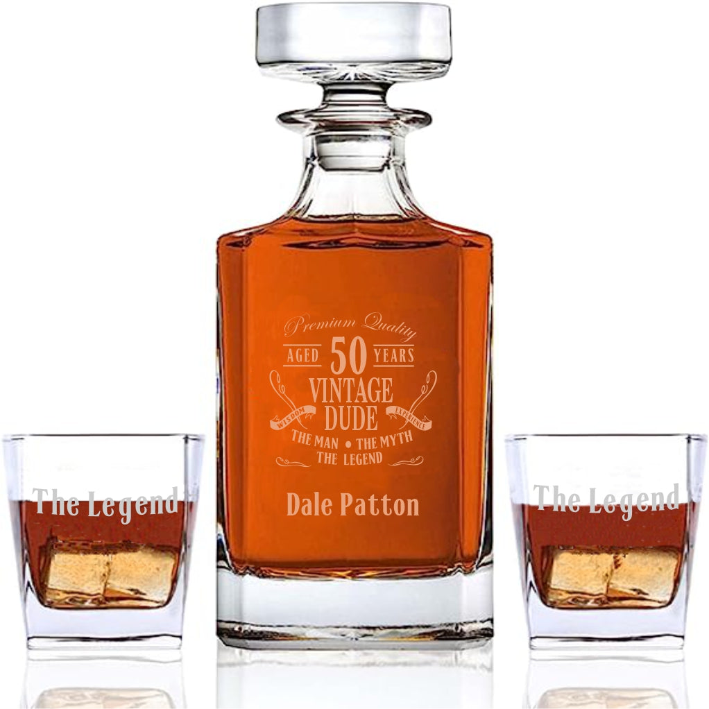 Premium Square Decanter Set -- Choose Your Design