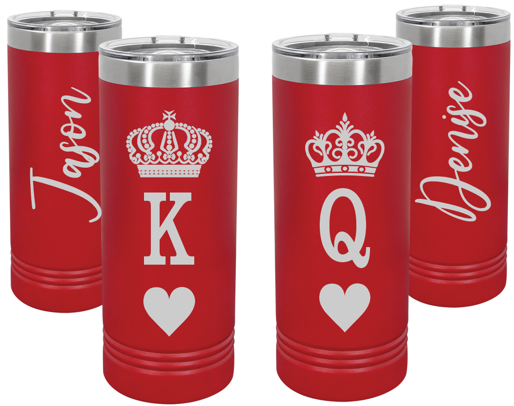 His and Her King and Queen of Hearts Tumbler Set