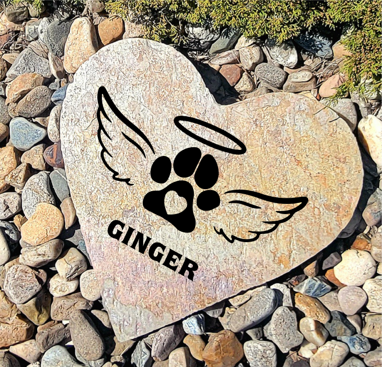 HS3 Angel Wings Pet Memorial Heart Stone