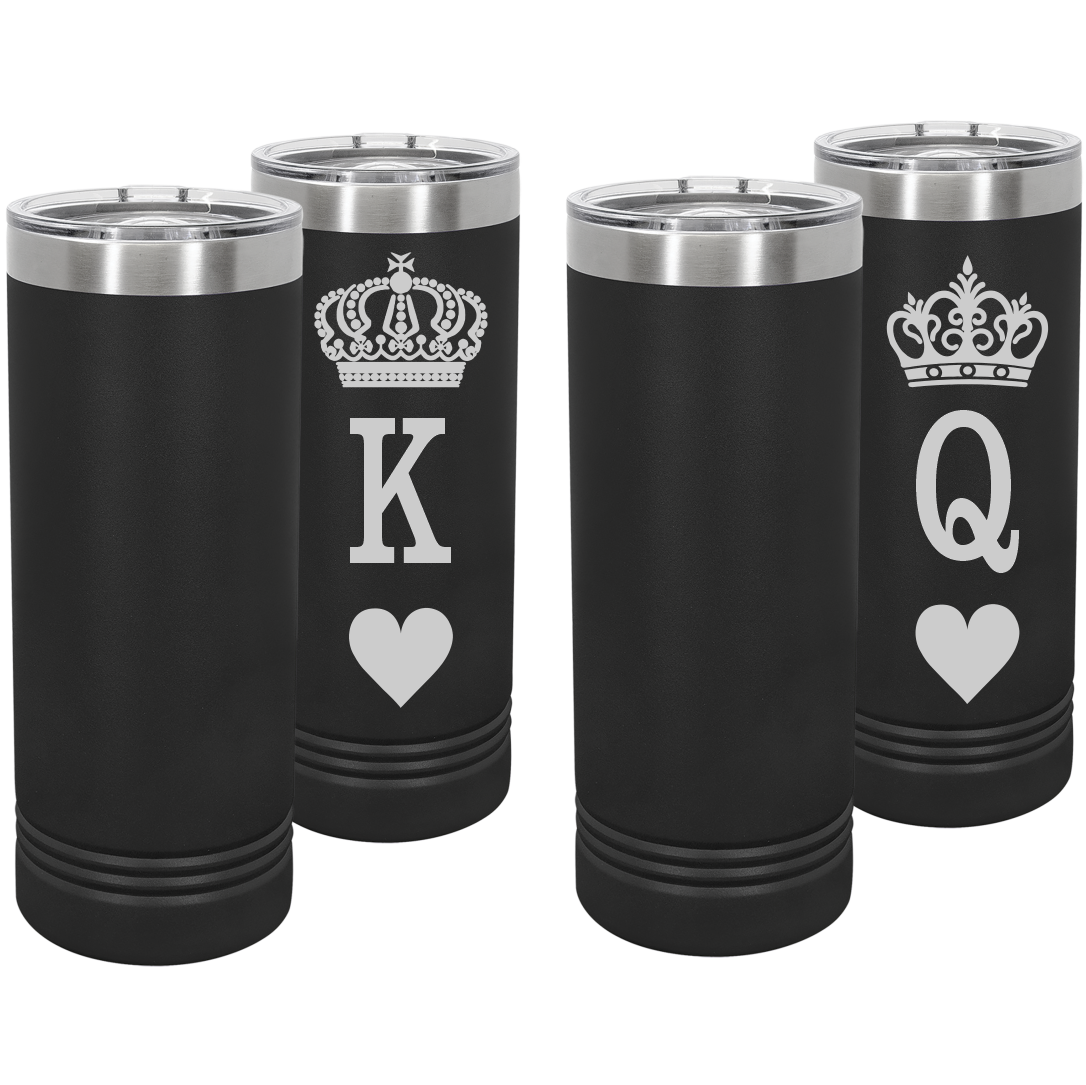 His and Her King and Queen of Hearts Tumbler Set
