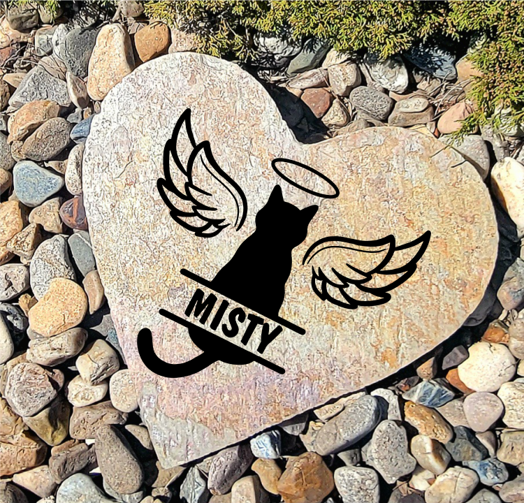 HS6 Cat With Angel Wings Pet Memorial Stone
