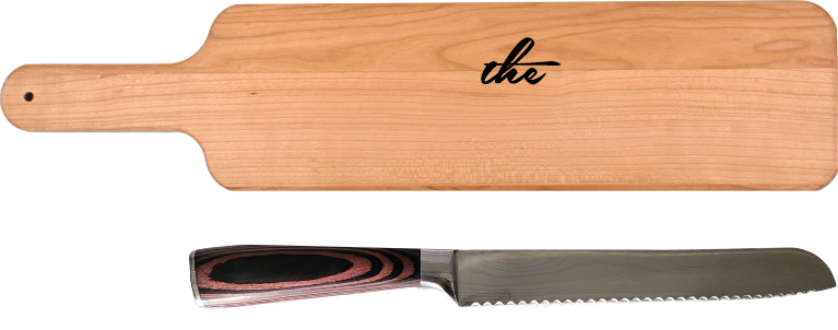 Baguette Cutting Board w/ Bread Knife Set  The Family Design