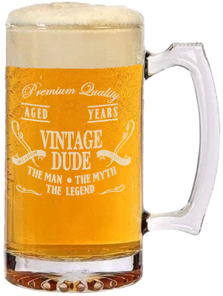 Beer Lover: Vintage Dude - 26oz Mug or 16oz Pint